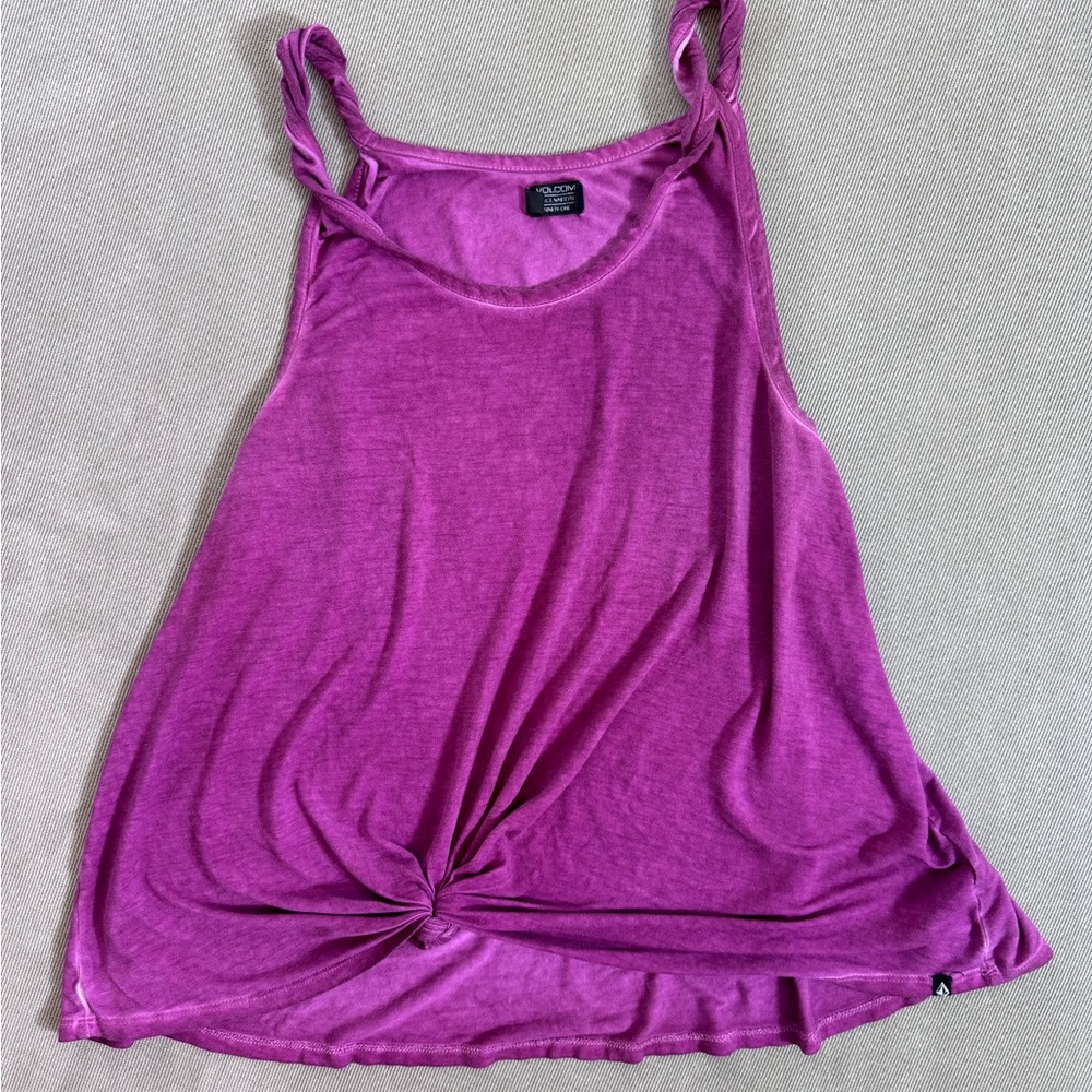 Volcom Women’s Pink Tank Top Twisted Straps Knot Optional Size L